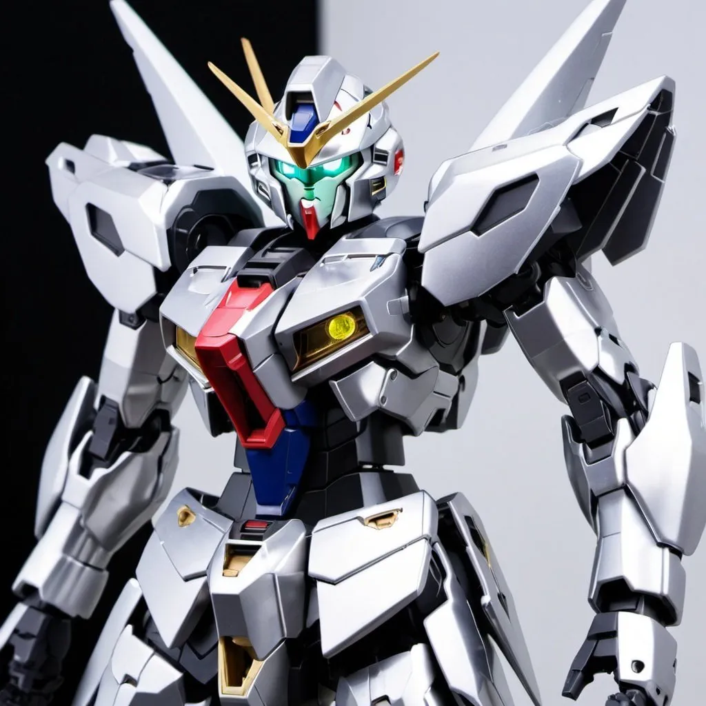 Prompt: Gundam exia silver 