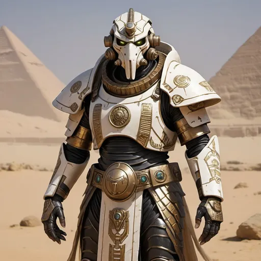 Prompt: Humanoid jakal in priest power armor with Egyptian markings