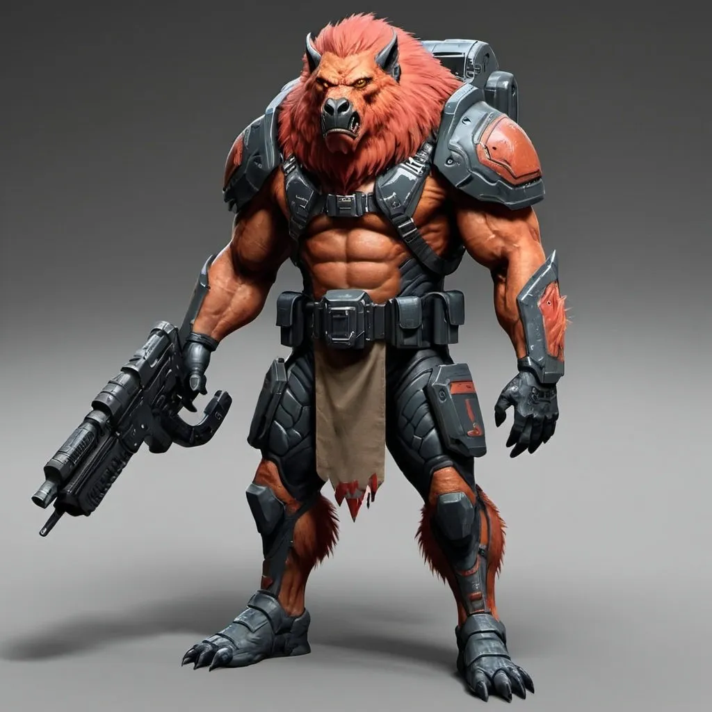 Prompt: Sci-fi beastman soldier 