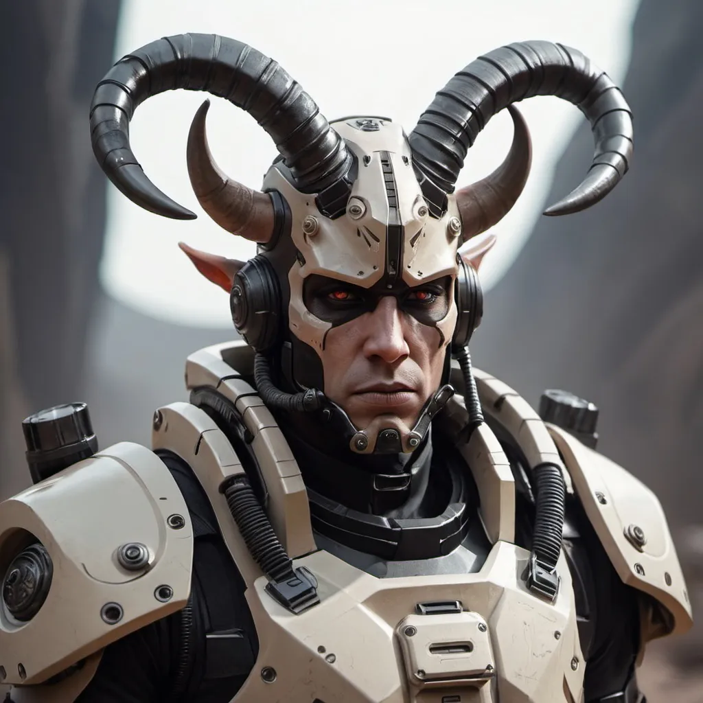 Prompt: Sci-fi soldier with horns