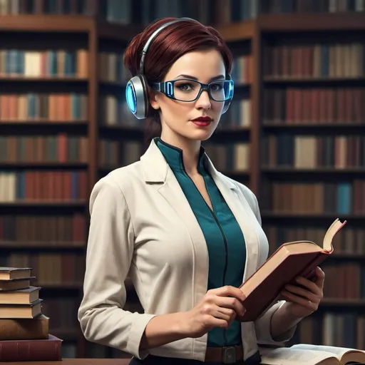 Prompt: Sci-fi librarian 