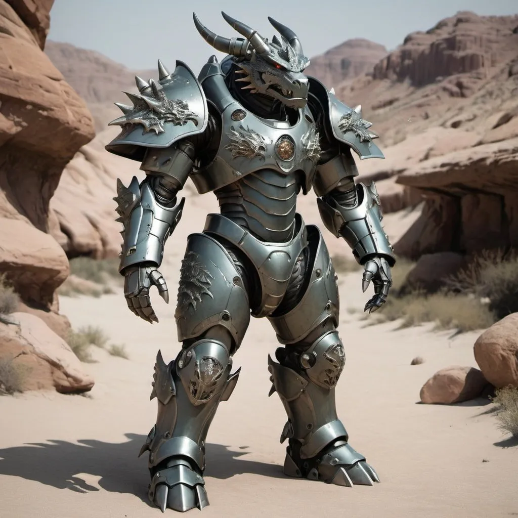 Prompt: Sci-fi dragon Power Armor 
