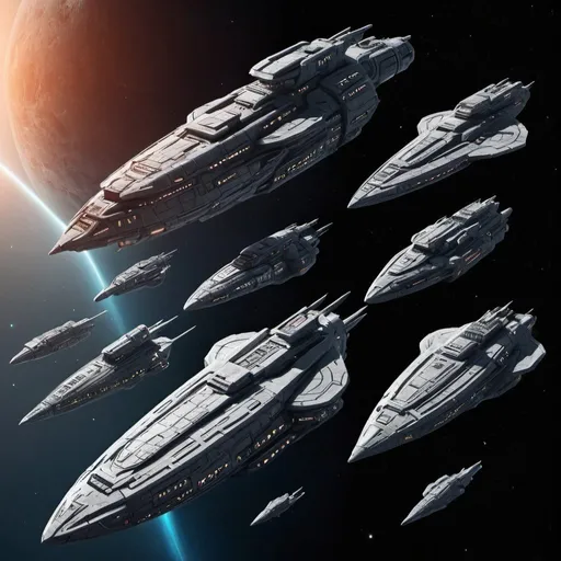 Prompt: Monolith space ship fleet 