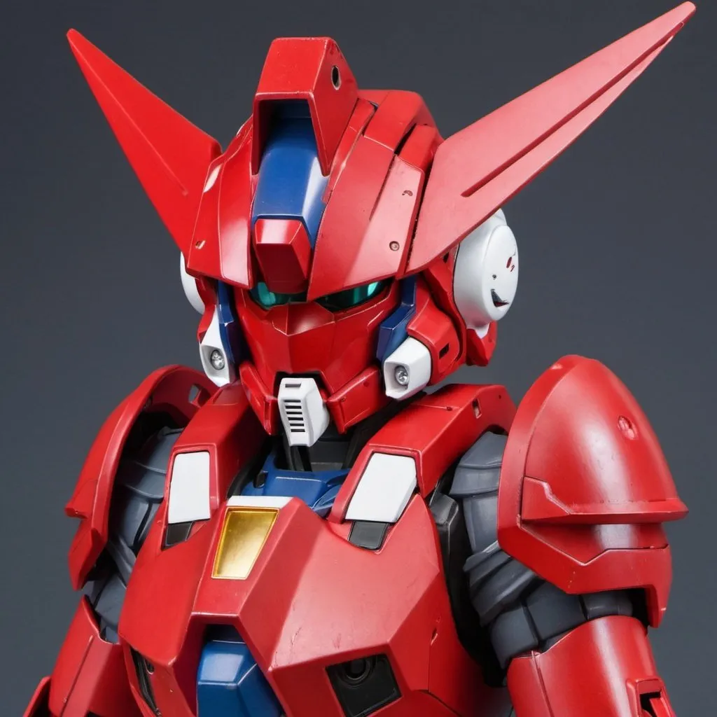 Prompt: Red Gundam pilot with Knight helmet 