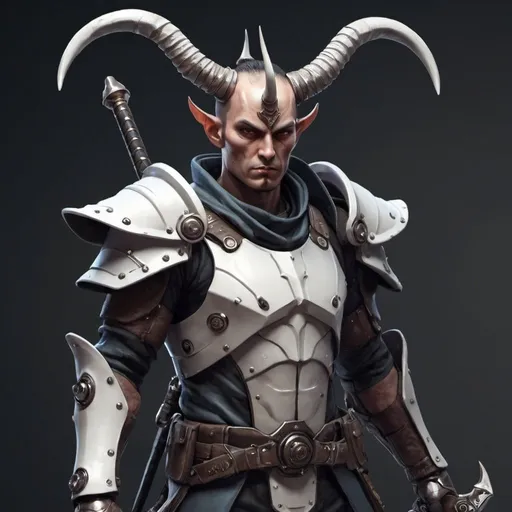 Prompt: Sci-fi swordsman with horns