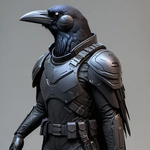 Prompt: Sci-fi soldier raven 