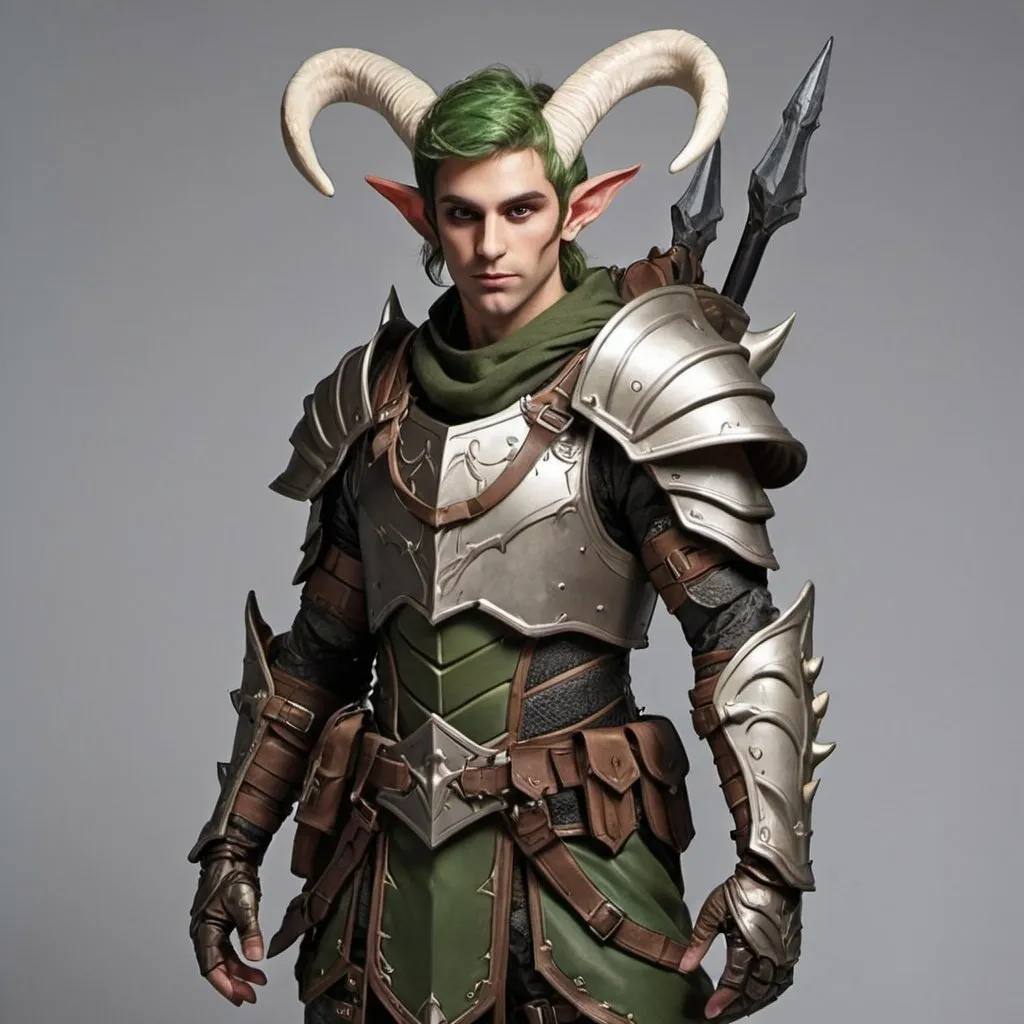 Prompt: Male horned elf in tactical armor