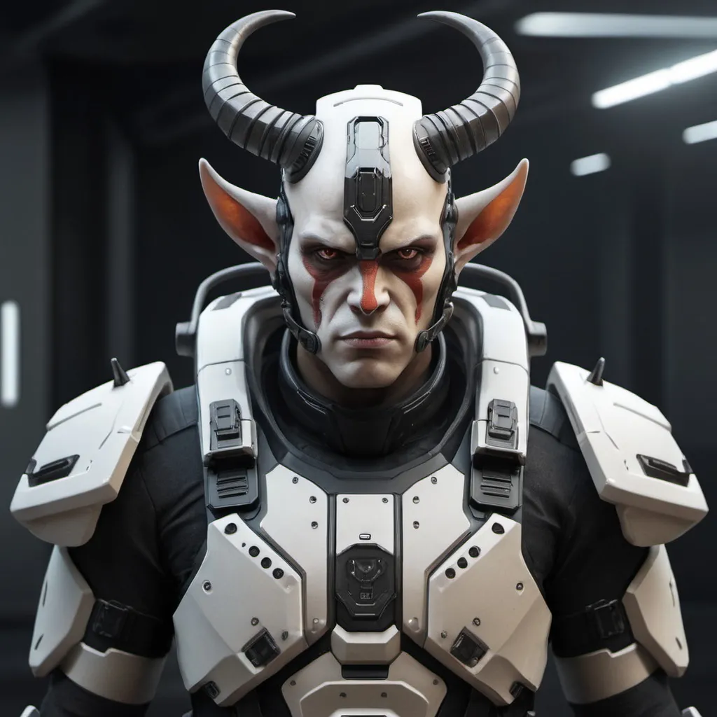 Prompt: Sci-fi soldier with horns  