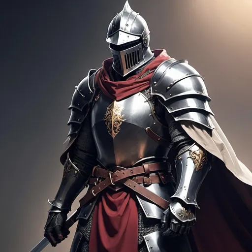 Prompt: Epic anime Knight with shoulder cape 