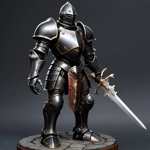 Prompt: Warforged black knight 