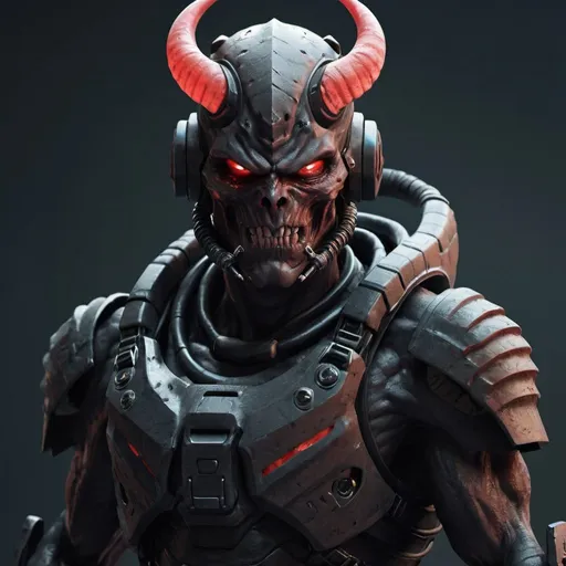 Prompt: Demon Sci-fi soldier