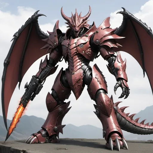 Prompt: Anime nightmare dragon in power armor 