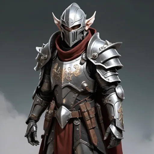 Prompt: Sci-fi male elf soldier that has norse and gothic design armor with a shoulder cape in Warhammer 40k power armor with knight helmet that has facemask 