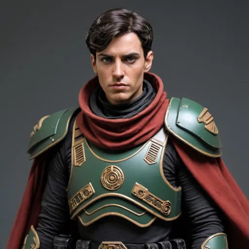 Prompt: Sci-fi Atreides soldier with shoulder cape