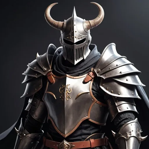 Prompt: Epic anime Knight with shoulder cape and horns