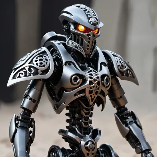 Prompt: Sci-fi Bionicle soldier with gothic design 