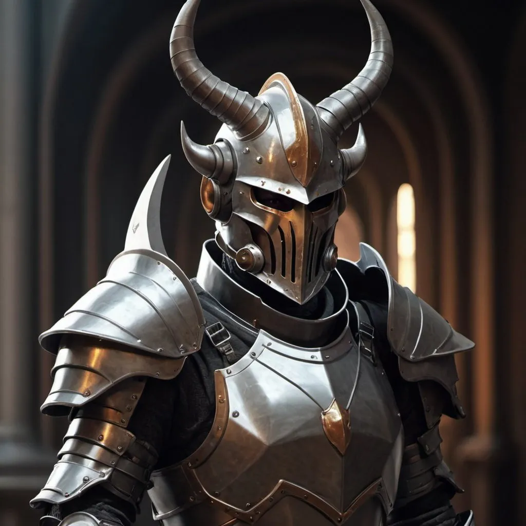 Prompt: Sci-fi knight with horns