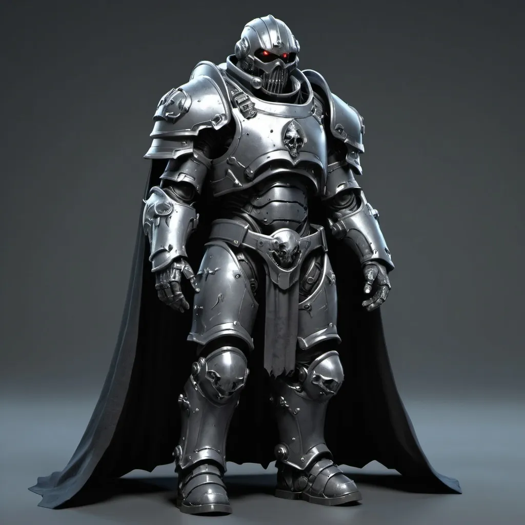 Prompt: Sci-fi death knight in power armor with shoulder cape