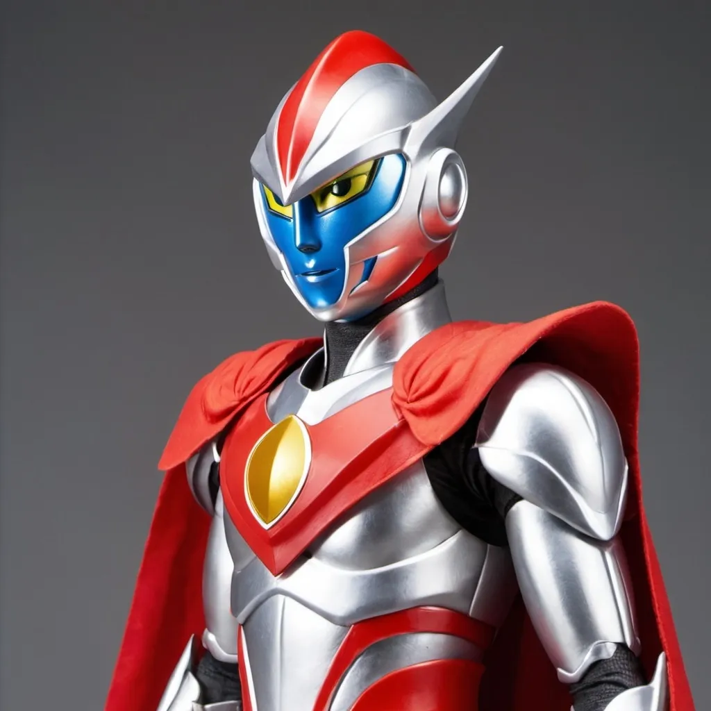 Prompt: Ultraman Knight with shoulder cape