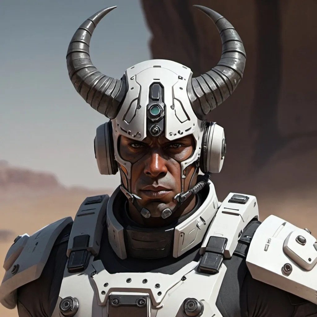 Prompt: Sci-fi soldier with horns