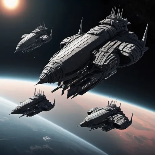 Prompt: Monolith space ship fleet 