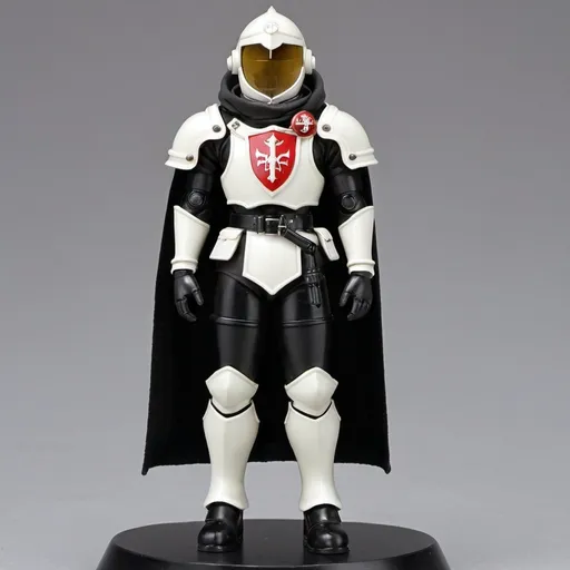 Prompt: Zeon pilot with shoulder cape with gothic design with Knight helmet 