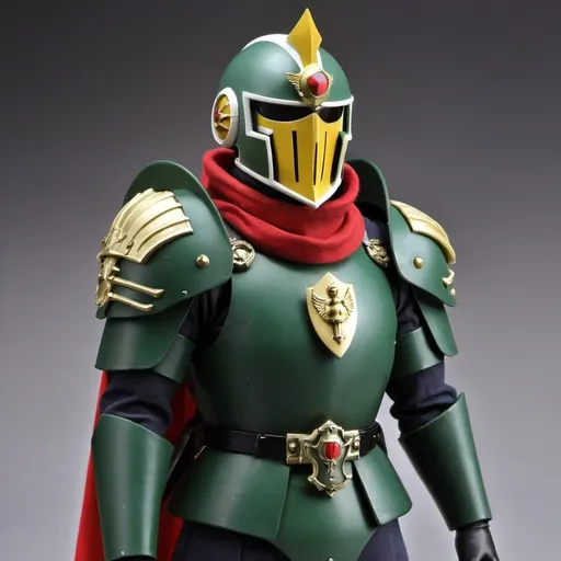 Prompt: Zeon soldier with shoulder cape and Knight helmet