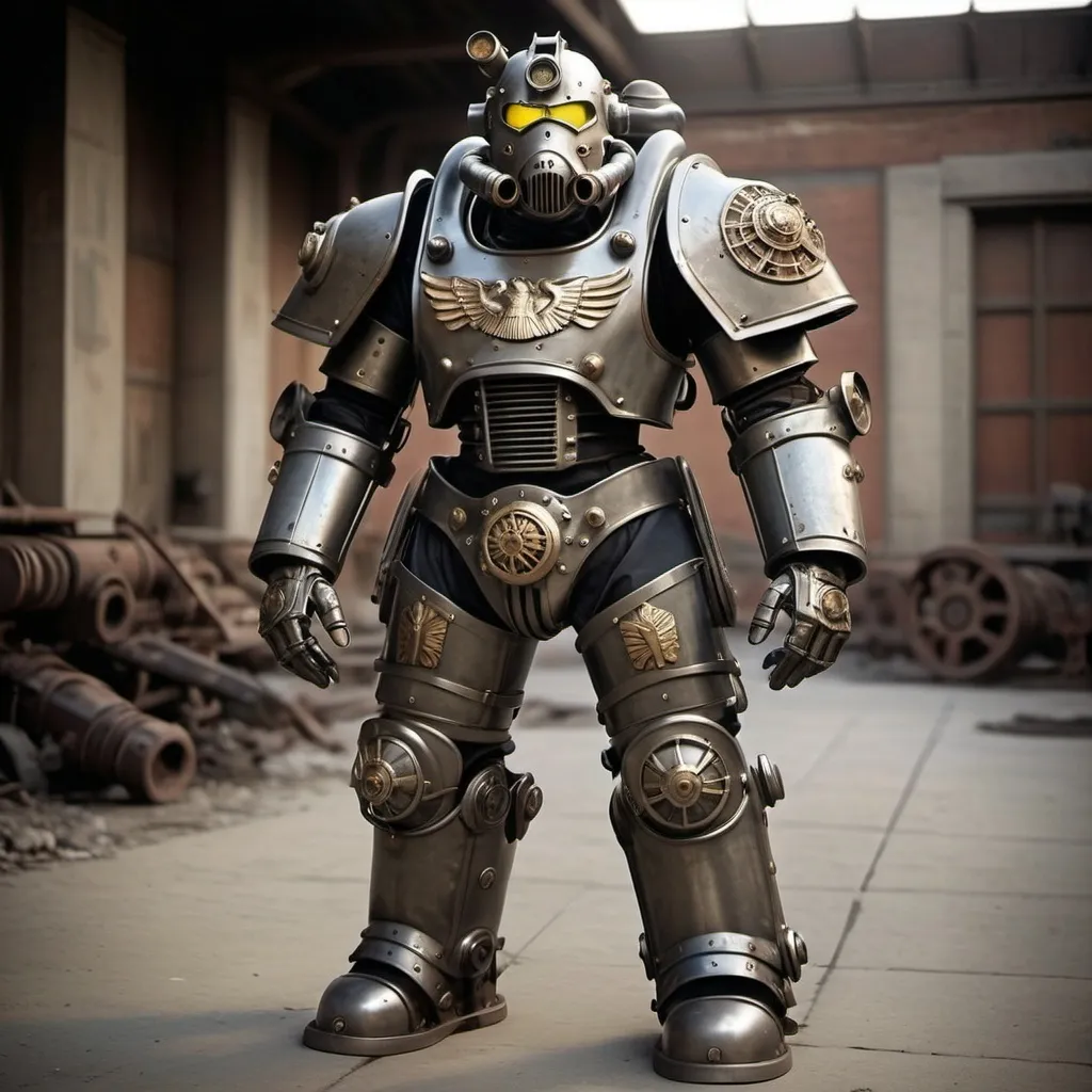 Prompt: Dieselpunk fallout power armor with roman design 