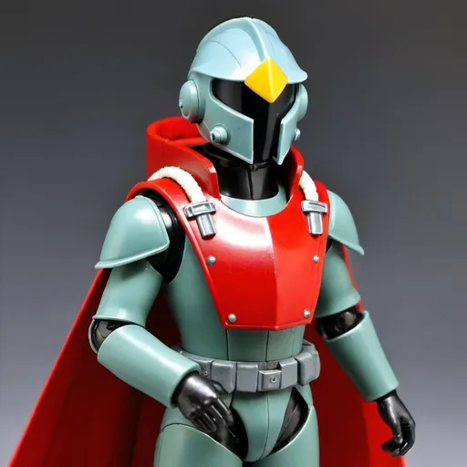 Prompt: Zeon pilot with shoulder cape and Knight helmet