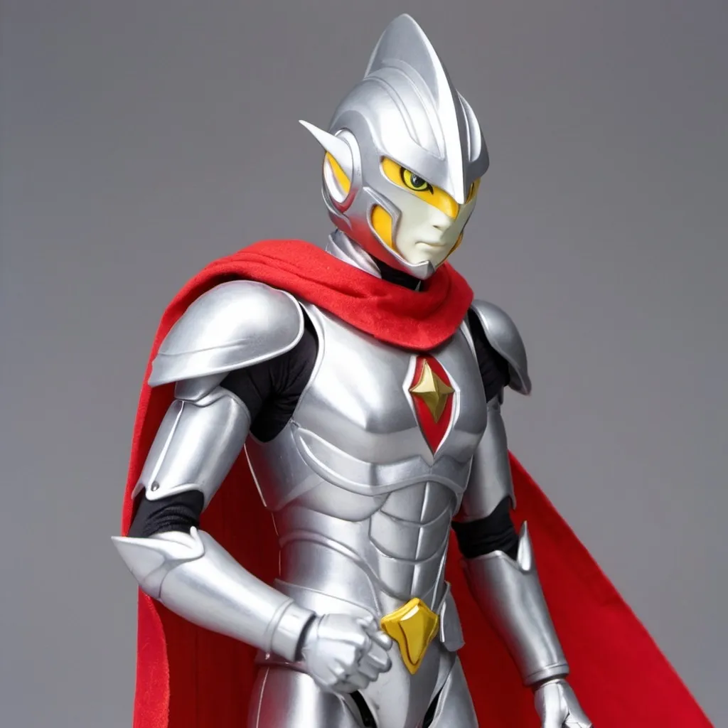 Prompt: Ultraman Knight with shoulder cape