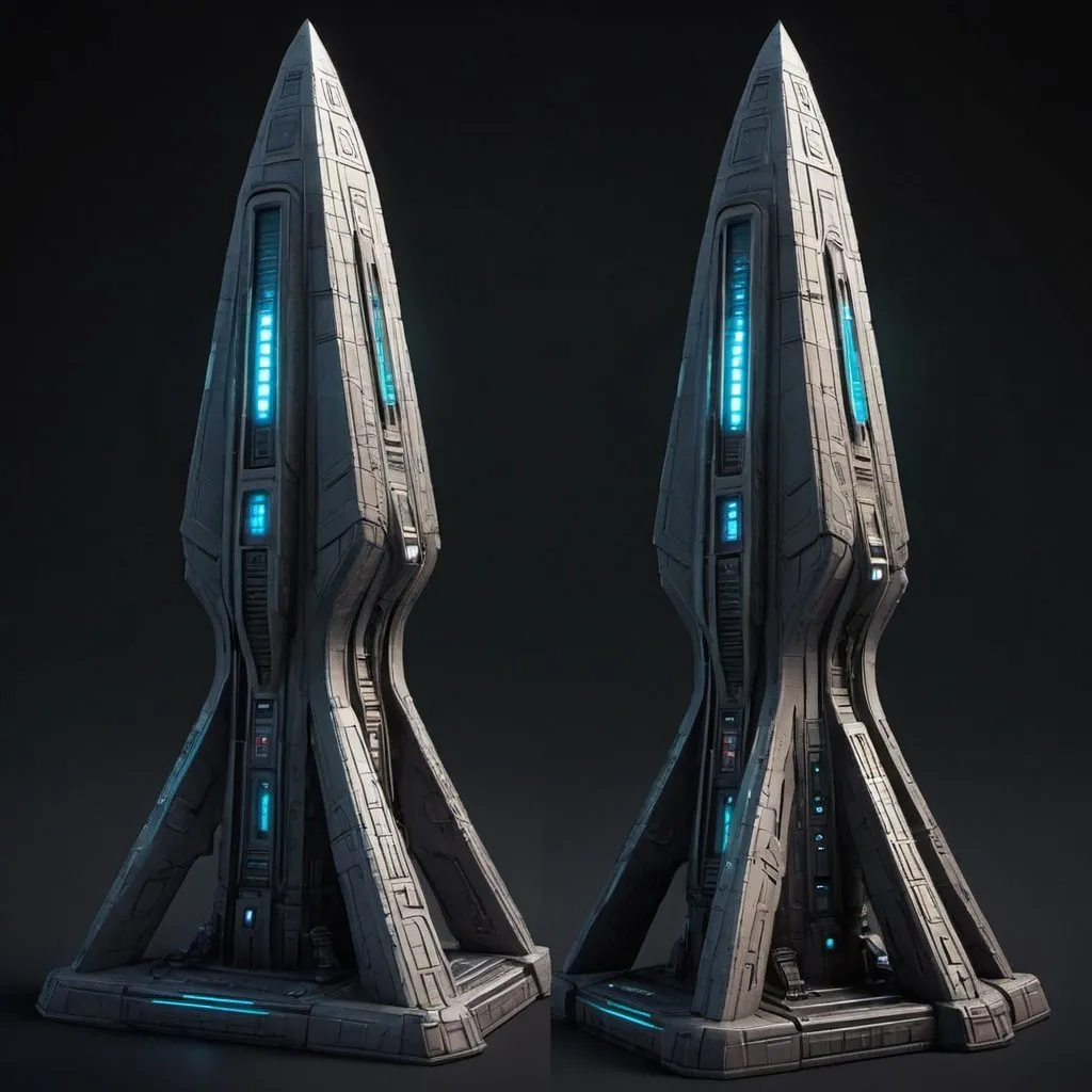 Prompt: Sci-fi Obelisk space ship 