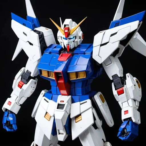 Prompt: White and blue gundam  