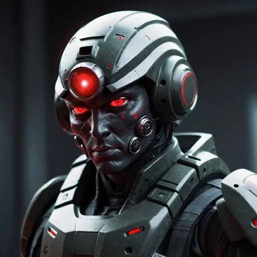 Prompt: Sci-fi soldier with red eyes 