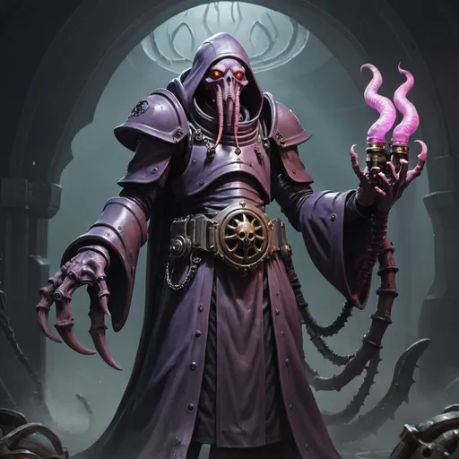 Prompt: Mindflayer in power armor priest 