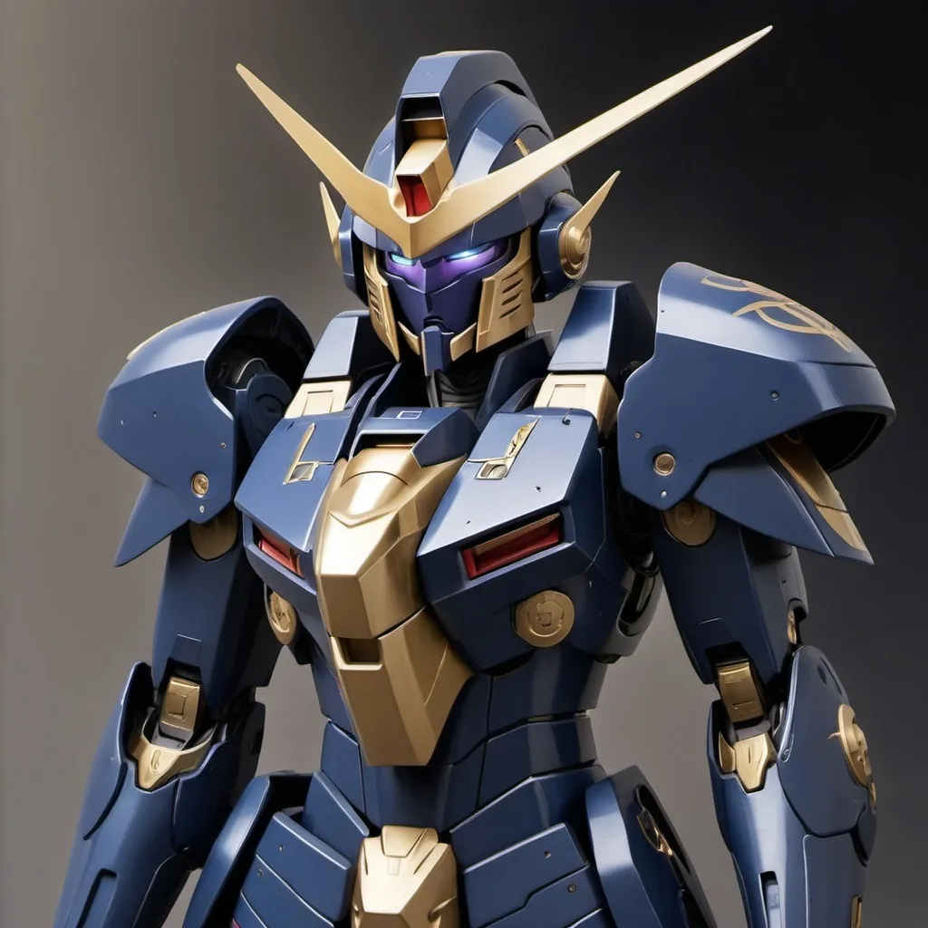 Prompt: Gundam Alus with sleek armor and roman design with a hint of elven style in raven color 