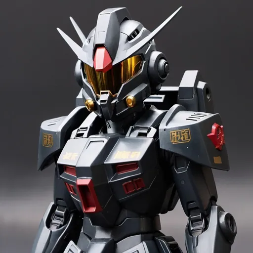 Prompt: Black Gundam pilot with Knight helmet 