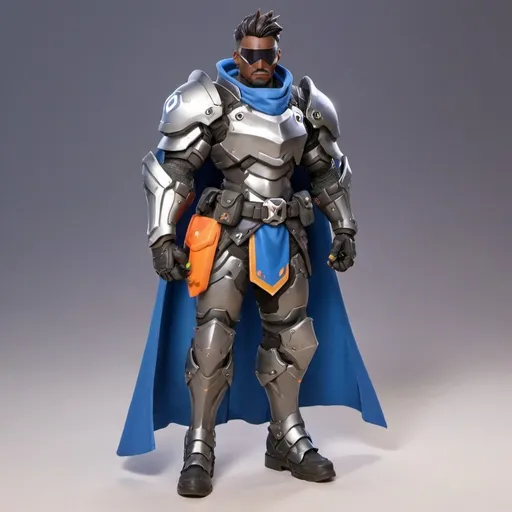 Prompt: Overwatch Knight soldier with shoulder cape 