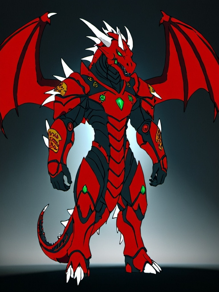 Prompt: Sci-fi anime dragon in power armor with gothic design 