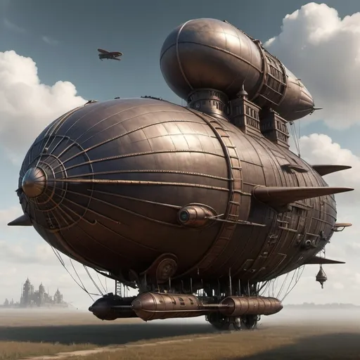 Prompt: Dieselpunk monolith airship 