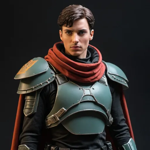 Prompt: Sci-fi Atreides soldier with shoulder cape