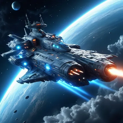 Prompt: Sci-fi space battleship 