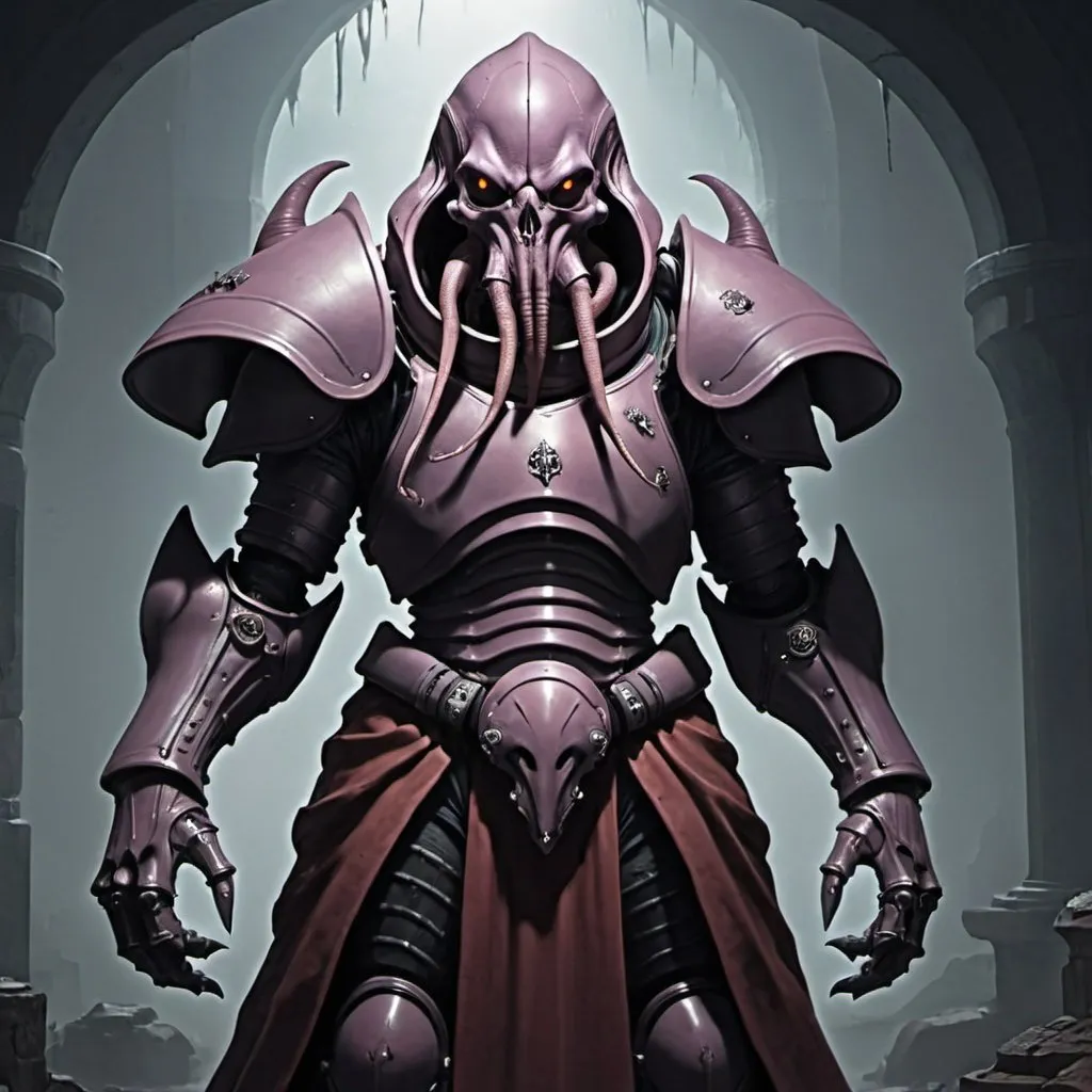 Prompt: Mindflayer in power armor Knight 