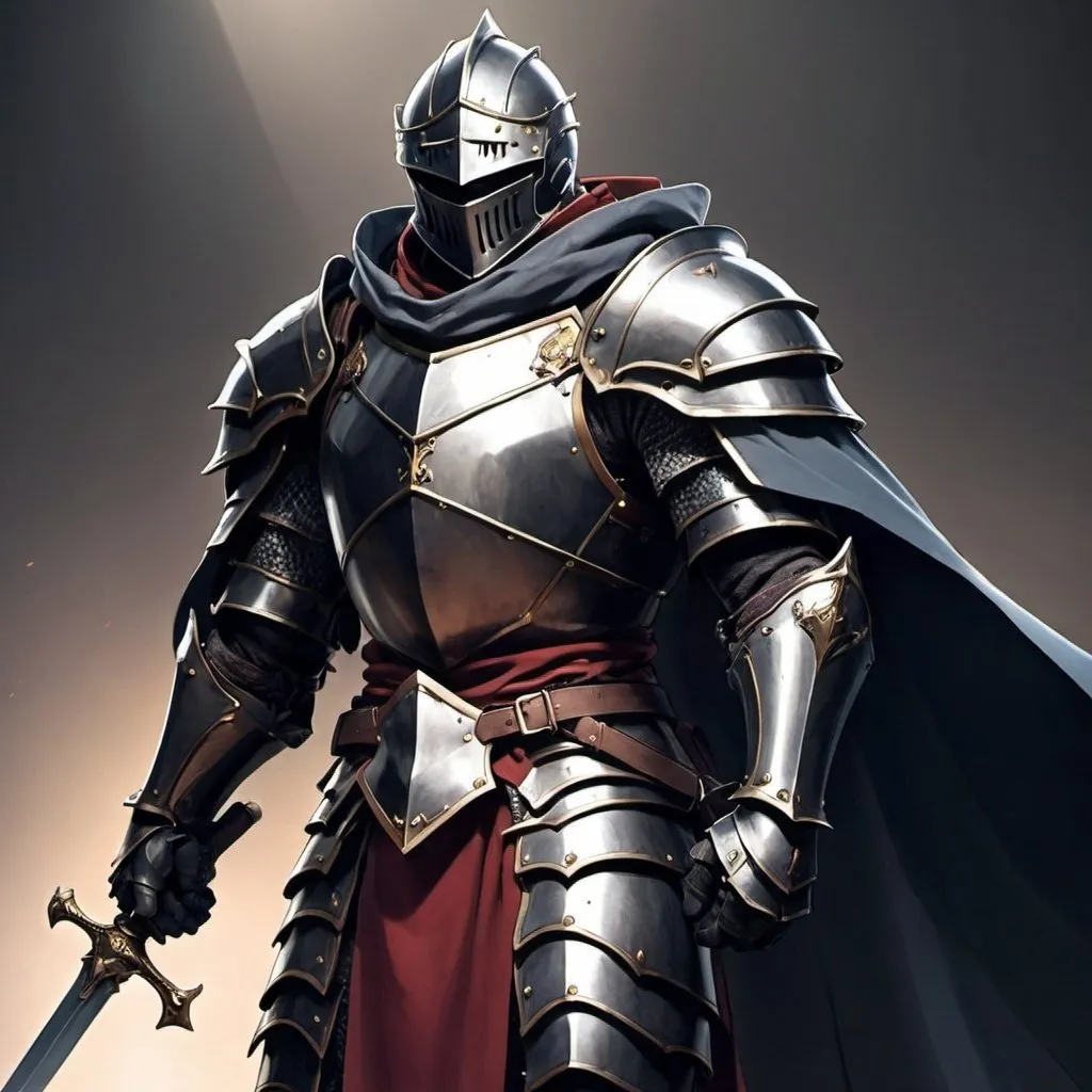 Prompt: Epic anime Knight with shoulder cape 