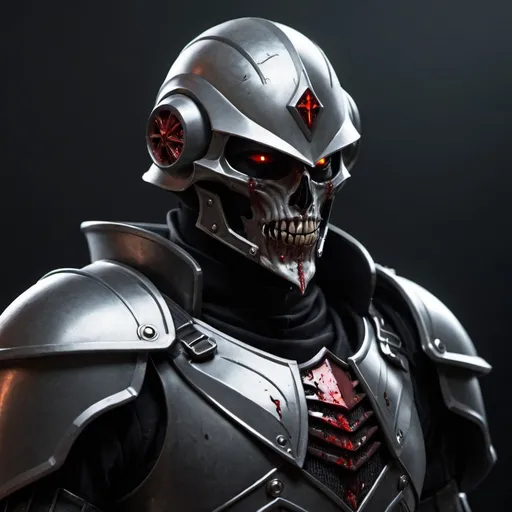 Prompt: Sci-fi vampire soldier with Knight helmet 