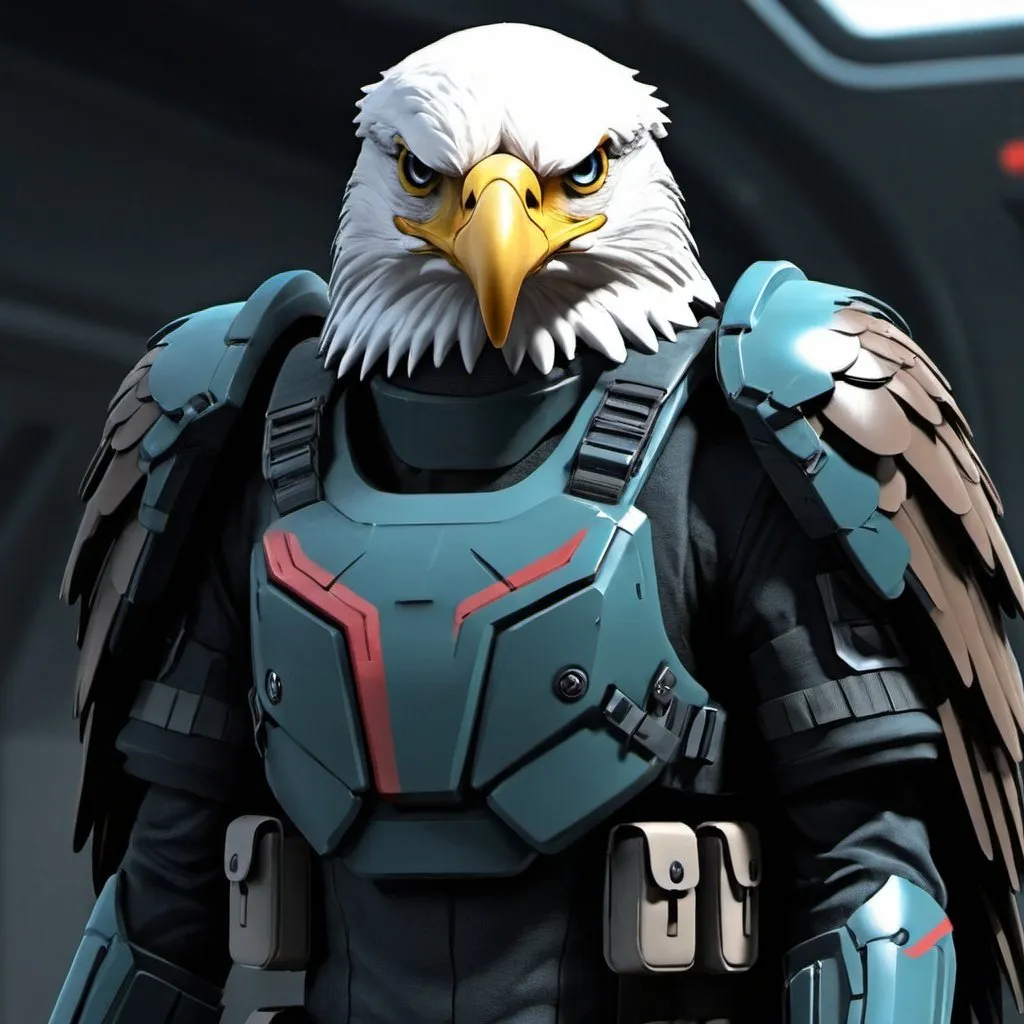 Prompt: Sci-fi eagle soldier 