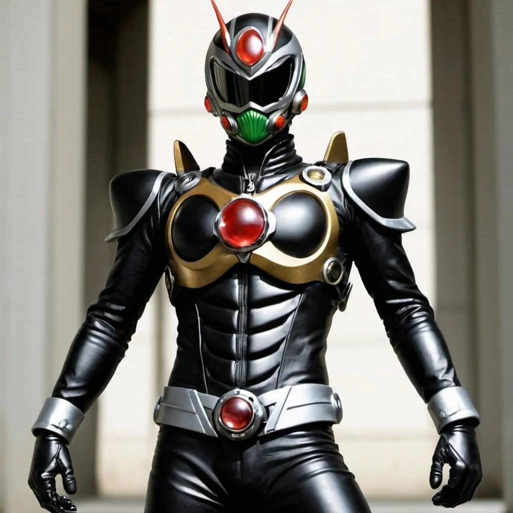 Prompt: Kamen rider entropy in black 