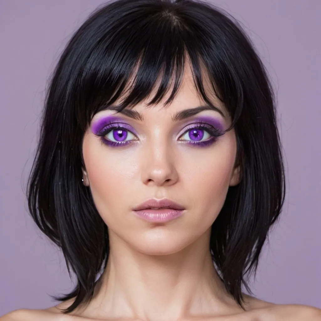 Prompt: Woman with black hair and amethyst eyes 