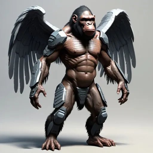 Prompt: Sci-fi winged ape soldier 