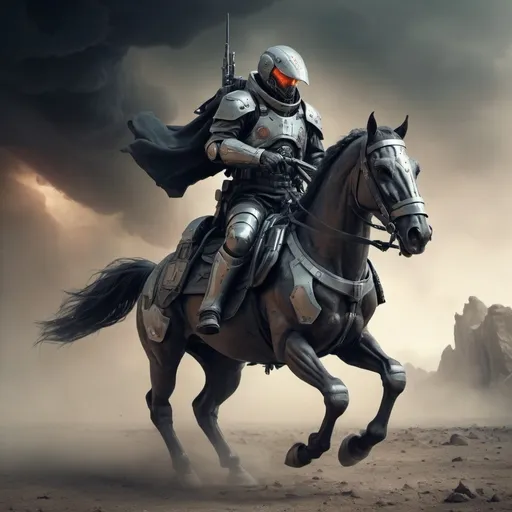 Prompt: Sci-fi Horseman Of the Apocalypse War