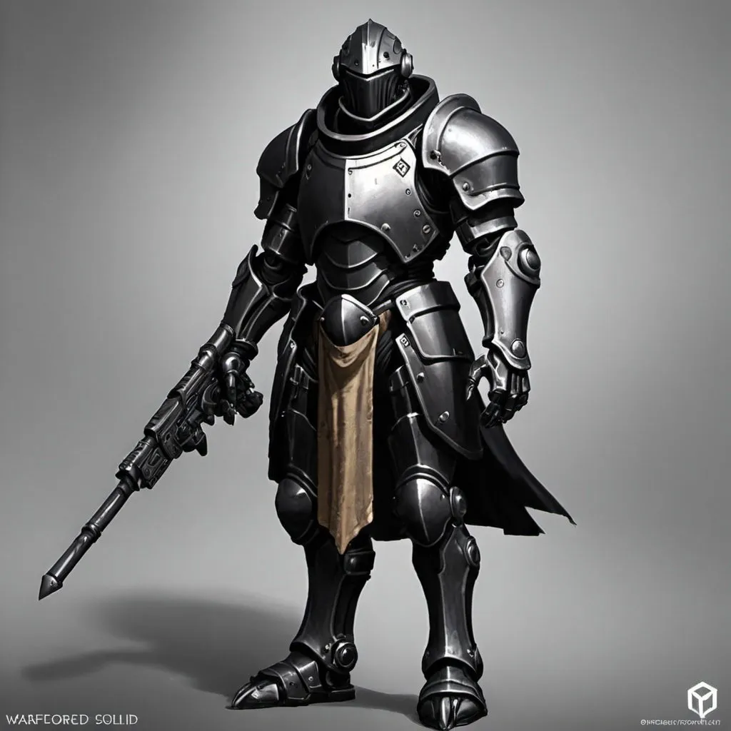 Prompt: Warforged soldier in black 